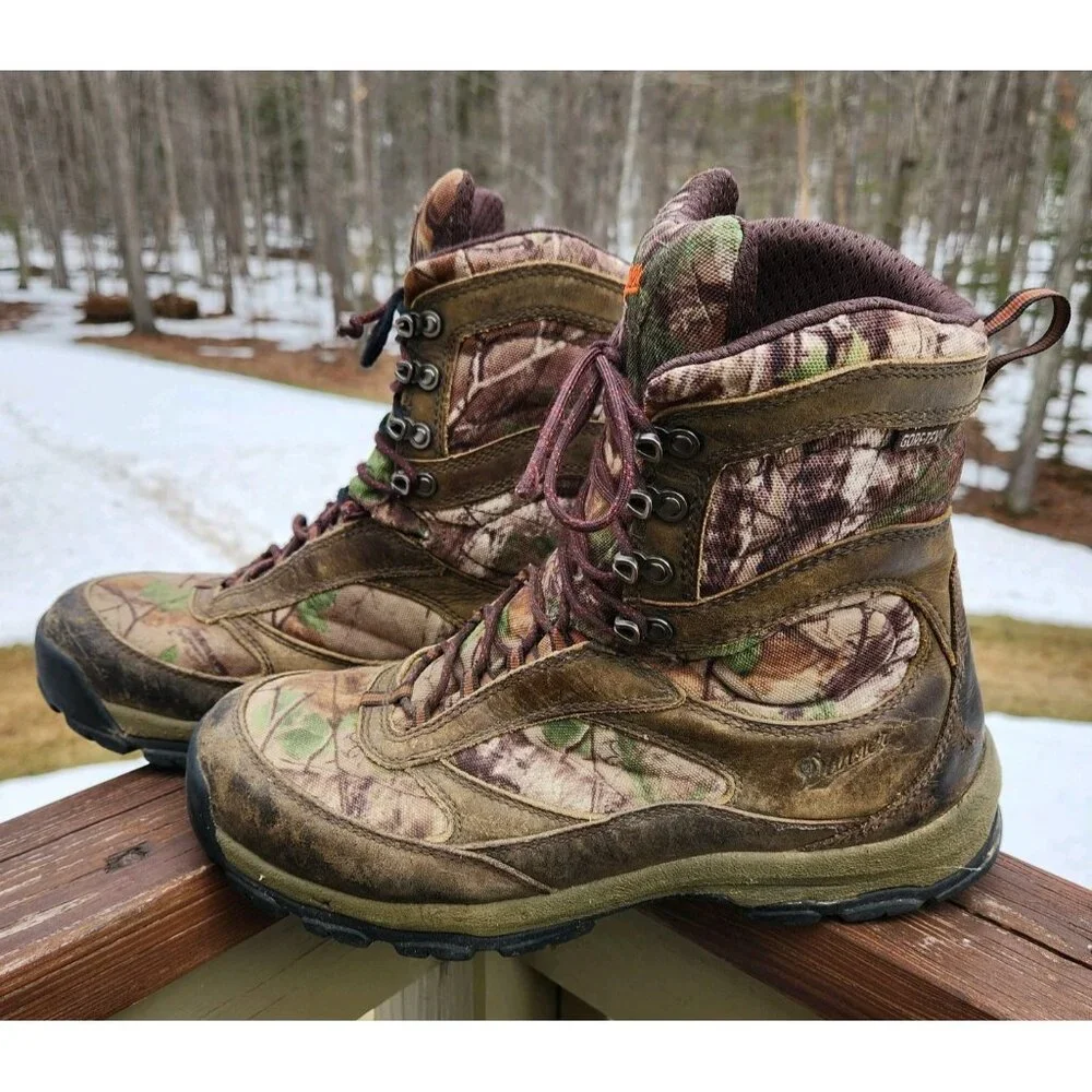 Danner High Ground Mens 9.5 D Camo Hunting Boots Real Tree Xtra Green Gore-Tex